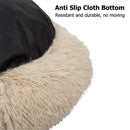 GAOMON Round Plush Pet Bed Fluffy Soft Warm Calming Bed Dog Cat Sleeping Nest Khaki