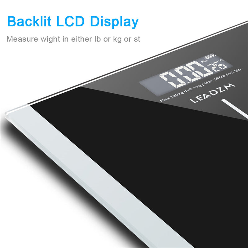DSSTYLES Weight Scale 180kg 6mm Thickness Square 28*28cm Black