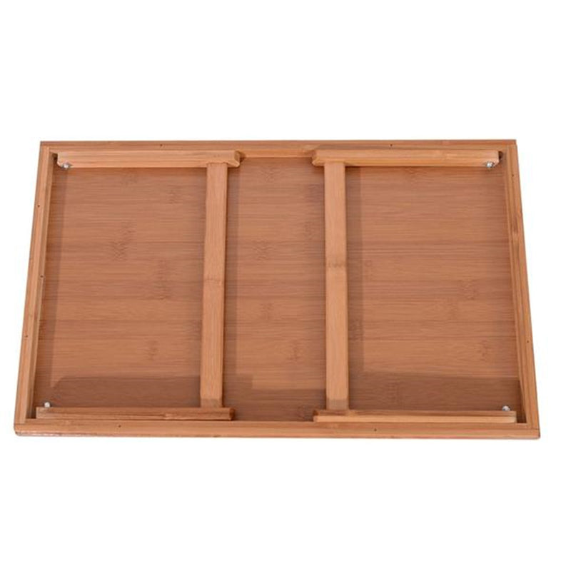 AMYOVE Bamboo Tray Tea Table with Folding Legs Desk Wood Color