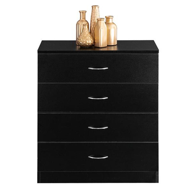 AMYOVE 4-Drawer Wooden Dresser Storage Cabinets with Handles Black