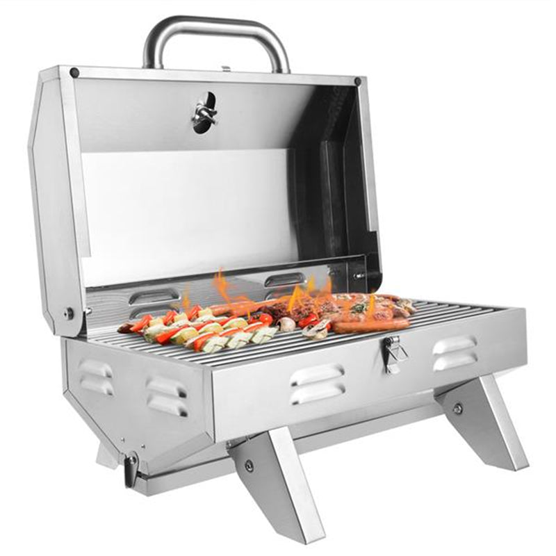 ZOKOP Portable Gas Grill Stove Square Stainless Steel Bbq Stove Silver