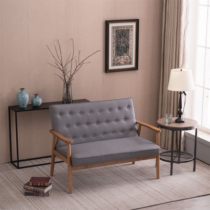 AMYOVE Wooden Leisure Chair Retro Modern Comfortable Double Sofa Chair 126 x 75 x 83.5cm
