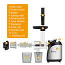 ZOKOP Electric Juicer 2-speed Mechanical Horizontal Juicer Machine Black