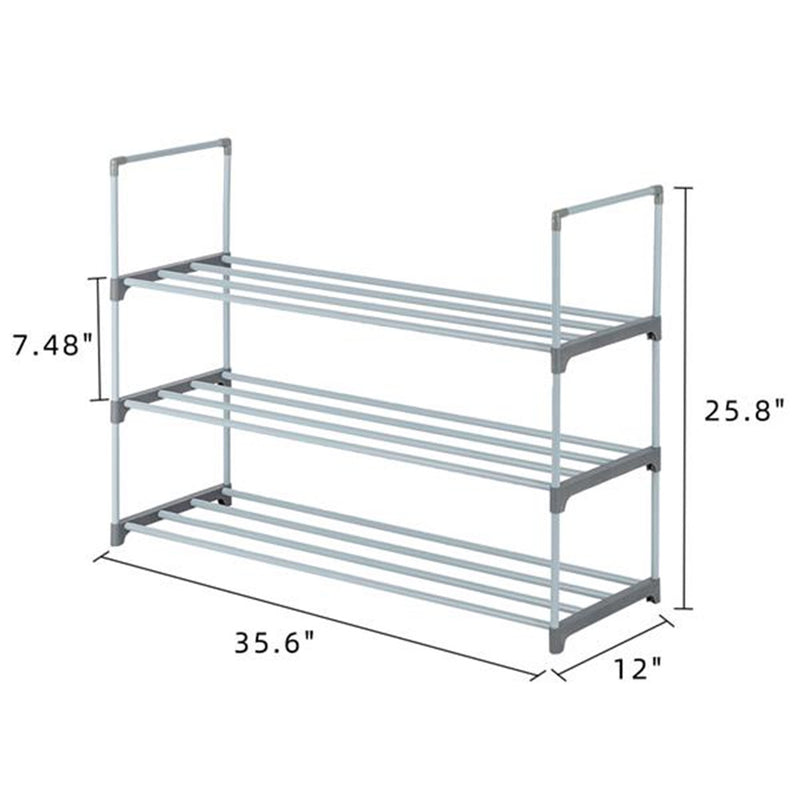 RONSHIN 3 Tier Stackable Shoes Rack Storage Shelf GREY