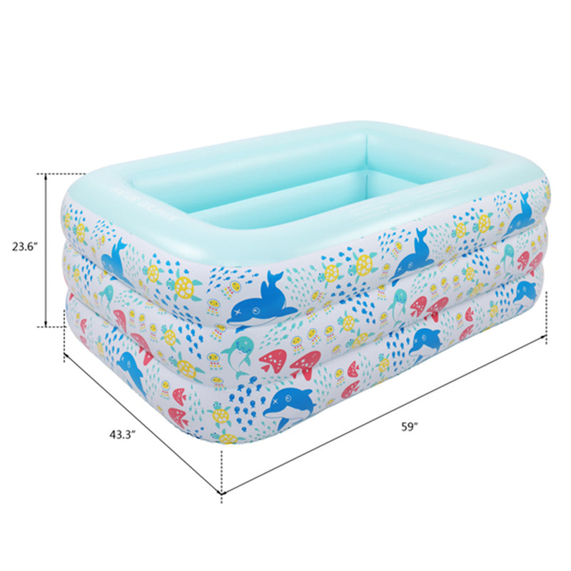 THBOXES 1 Set Inflatable Pool Three-layer Airbag Children Play Pool 150*110*60cm Blue