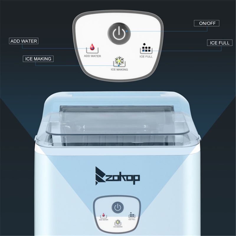 ZOKOP Ice Maker 26lbs/12kg/24h with Plastic Lid Blue