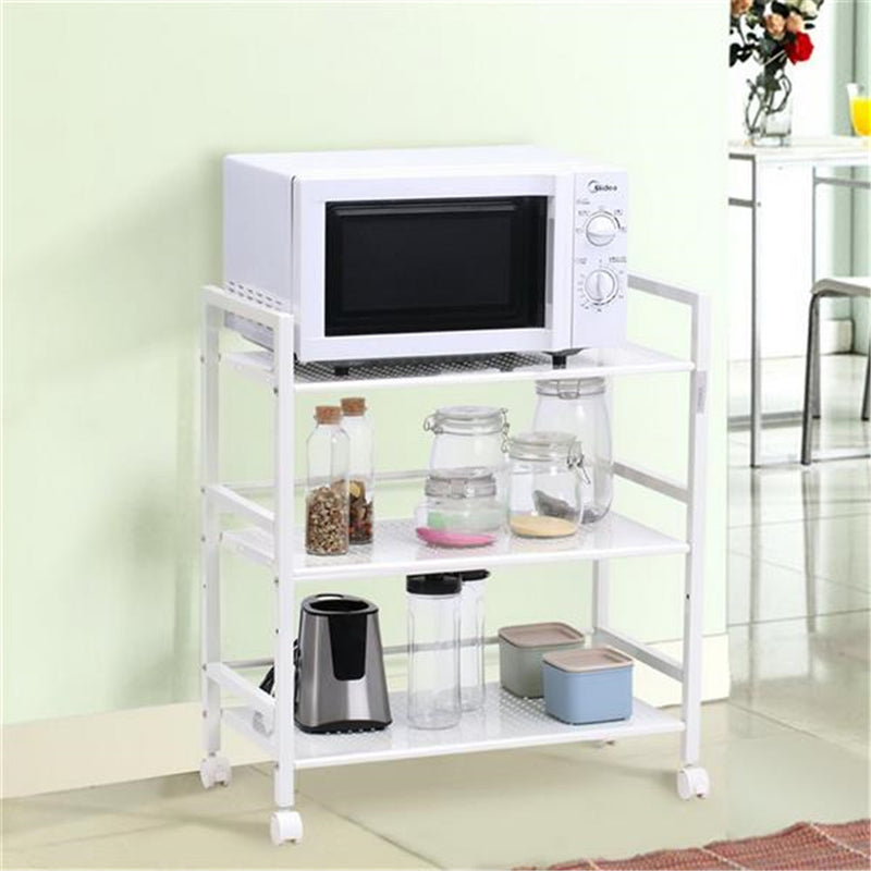 RONSHIN 3-tier Widened Cart Multi-function Layer Cart Movable Storage Rack White
