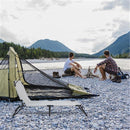 GAOMON Outdoor Foldable Triple Folding Bed with Head Canopy Grey