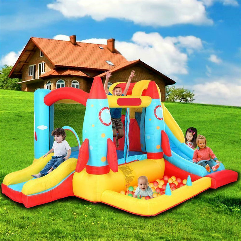 THBOXES Rocket Bounce House Inflatable Castle Jumping Surface Slide with Blower Summer Toys