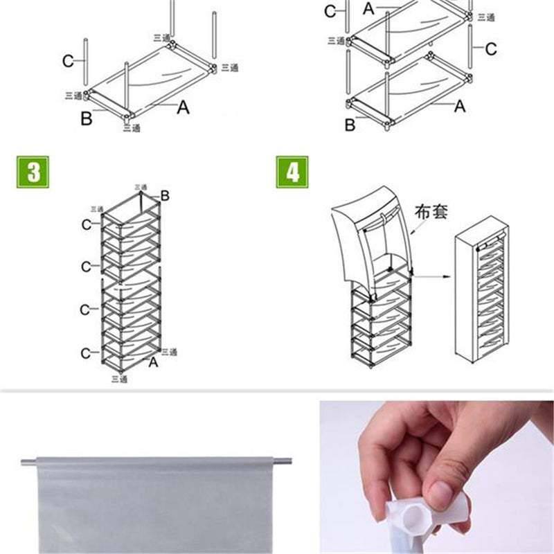 RONSHIN 9 Tiers Shoe Rack Closet Shoe Storage Cabinet Organizer GREY