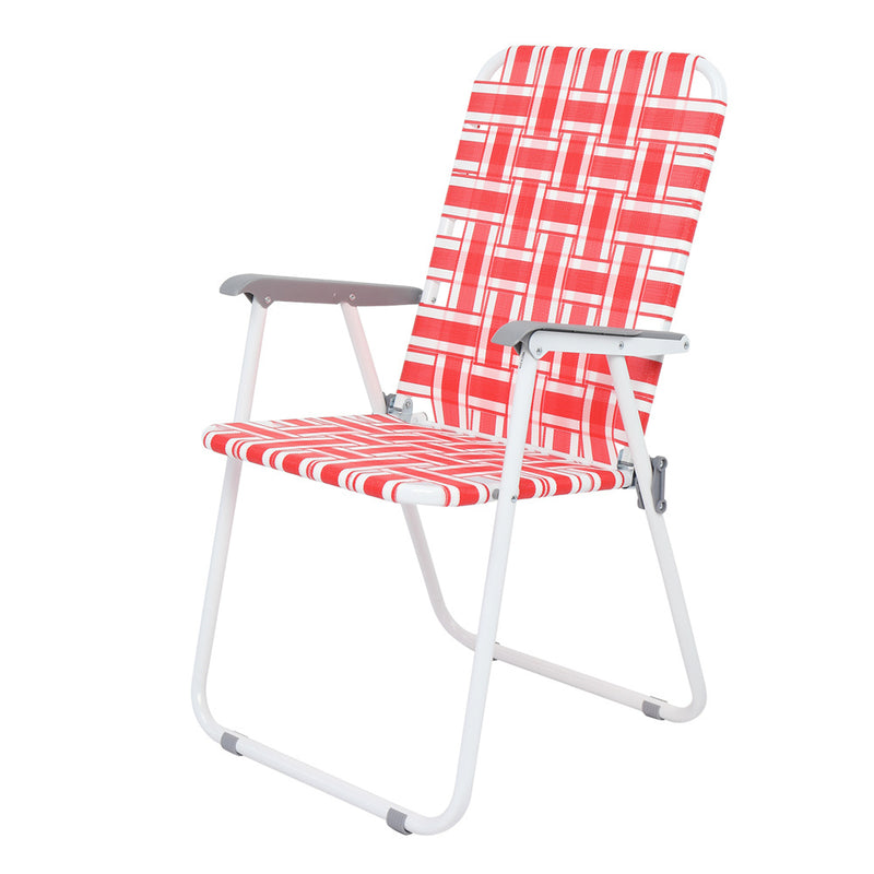 ALICIAN 2pcs Beach Chair Steel Tube Bearing 120kg Folding Beach Chair Red White Strips