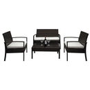 GAOMON 4pcs Embossing Armrest Chairs Love Double Seat Single Sofa Coffee Table Rattan Sofa Set