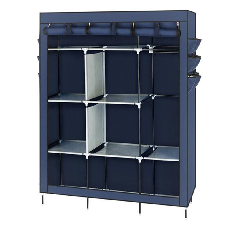 RONSHIN 69" Clothing Organizer Wardrobe Storage Closet Clothes Portable Wardrobe Navy Blue