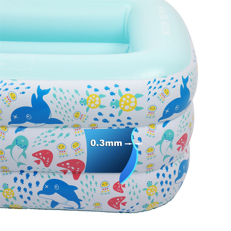 THBOXES Inflatable Pool Three-layer Airbag Children Play Pool 210*140*60cm Blue