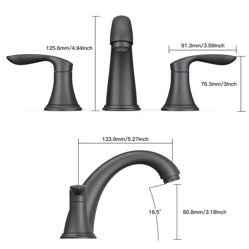 GARVEE Bathroom Sink Faucet Faucet for Bathroom Sink Widespread Matte Black Bathroom Faucet