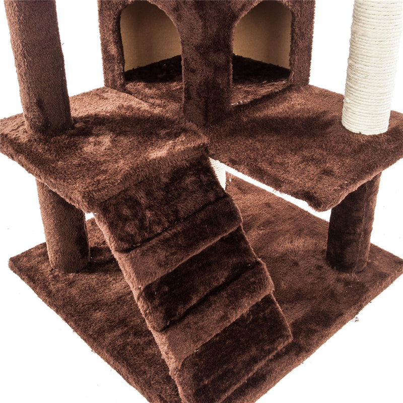 BEESCLOVER Multi-level Cat Tree Condo Furniture Cat Climbing Frame Kittens Cats Pets Brown