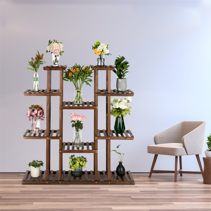 ALICIAN 6-tier 11-base Multi-functional Wood Plant Stand Plant Organizing Rack