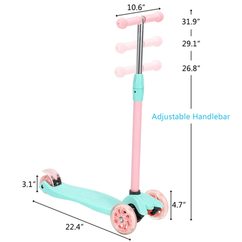 YIWA Toddlers Scooter Non-foldable 3-speed Adjustment Scooter Blue Pink