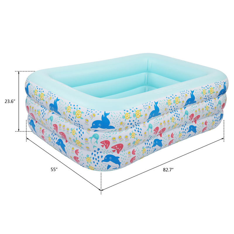 THBOXES Inflatable Pool Three-layer Airbag Children Play Pool 210*140*60cm Blue