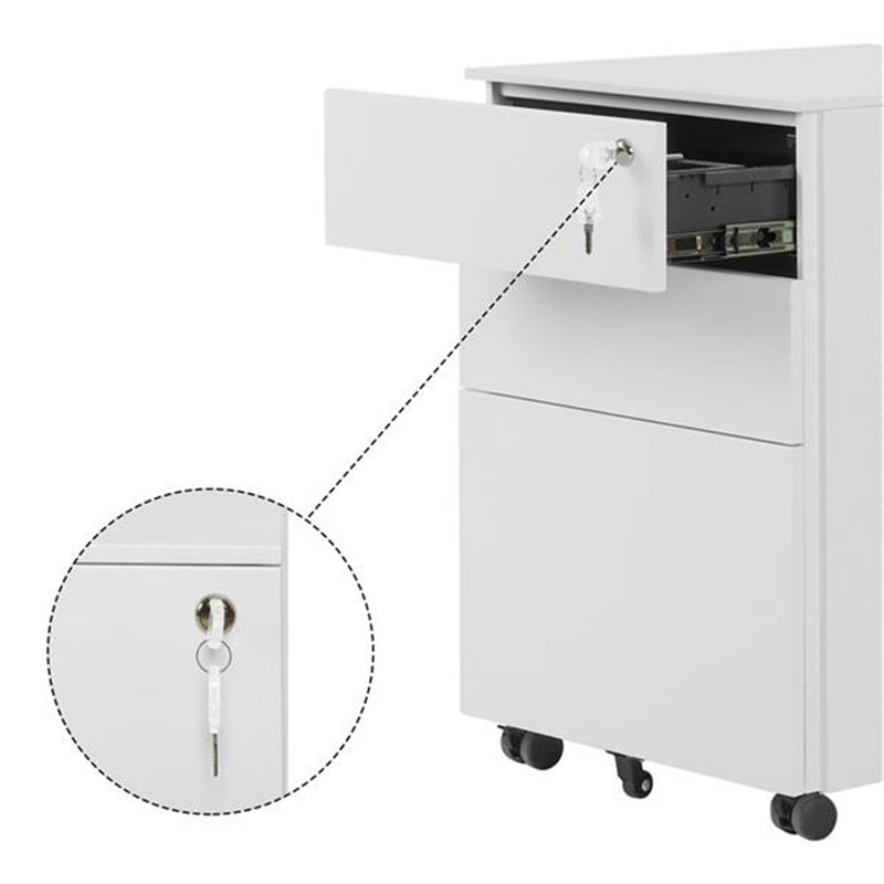 AMYOVE 39cm Movable Storage Cabinet with Three Side-pull Drawers File Cabinet White