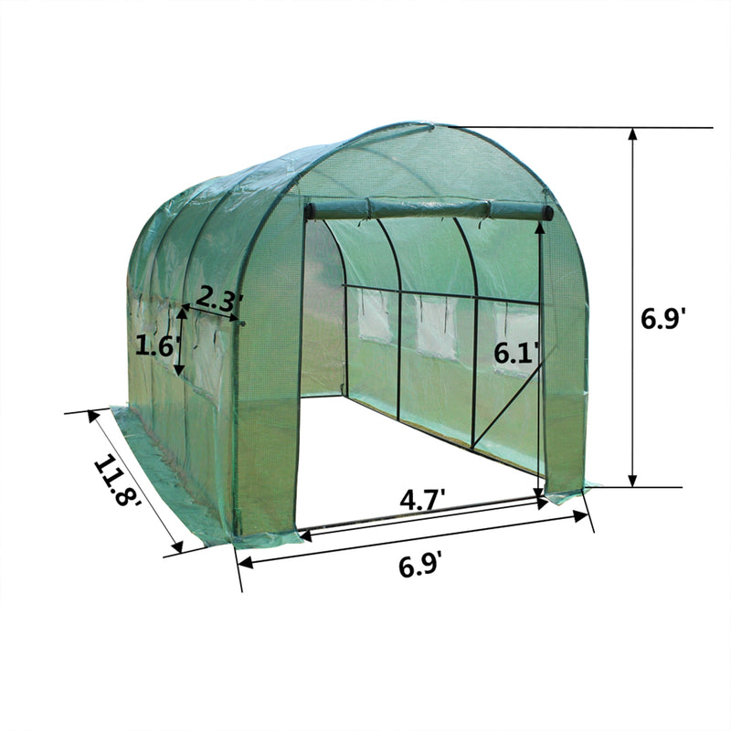 THBOXES 12′x7′x7′ Indoor Outdoor Greenhouse for Garden Patio Backyard Balcony Green