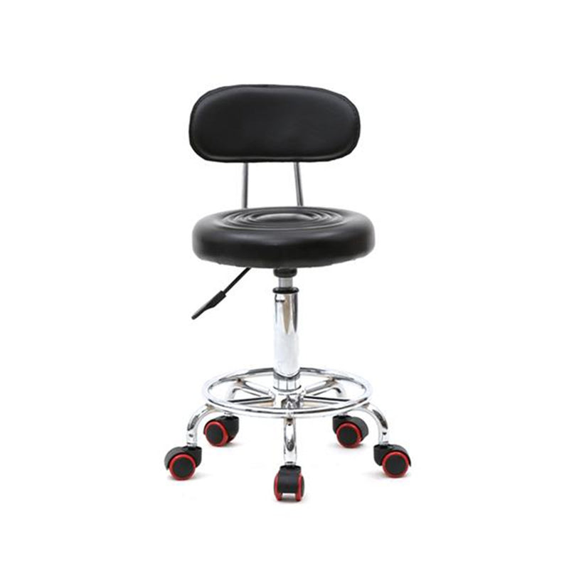 ALICIAN Rolling Swivel PU Leather Salon Stool Office Chair with Back Support Black