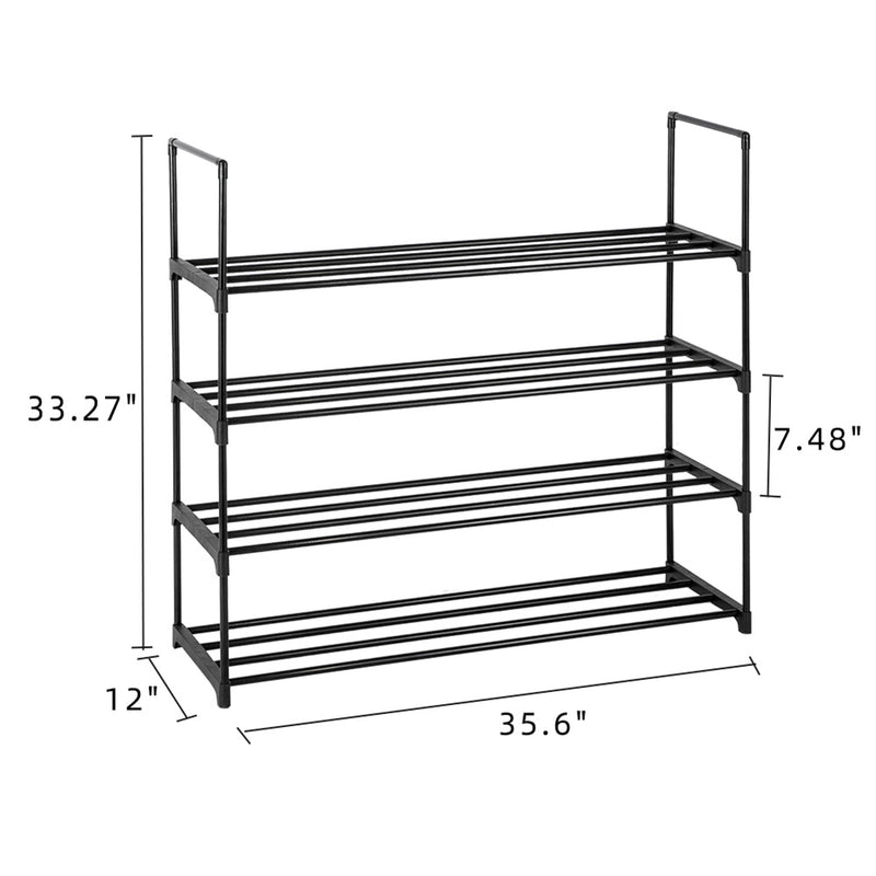 RONSHIN 4 Tiers Shoe Rack Iron Pipe Shoe Shelf Simple Assembly Storage Organizer