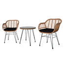 GAOMON 3pcs Tempered Glass Table Chair Three-Piece Set Handwoven Wicker Rattan
