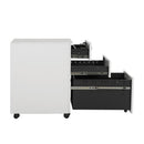 GAOMON 39cm Movable Storage Cabinet with Three Side-pull Drawers File Cabinet White