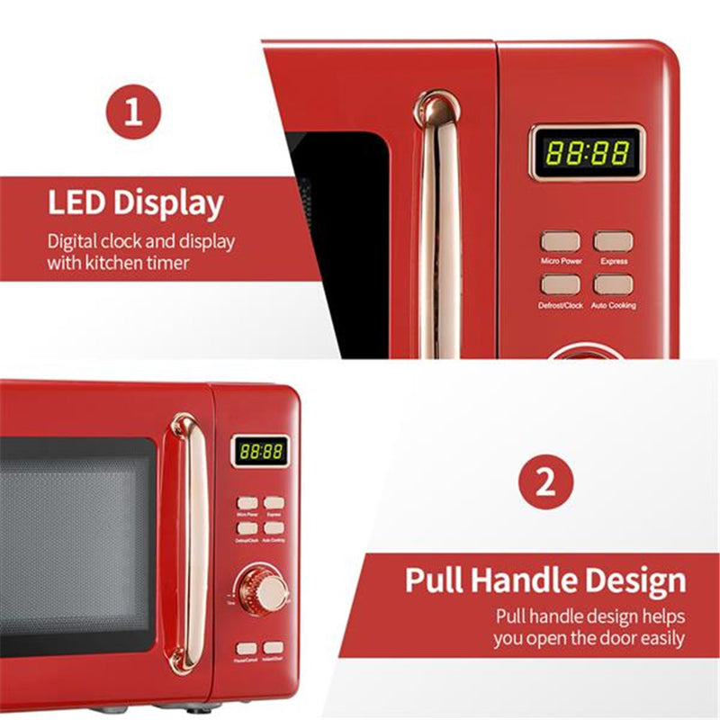 ZOKOP 20L Retro Microwave Oven with Cold Rolled Plate Red