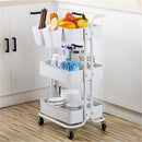 GAOMON 3-tier Widened Cart Multi-function Layer Cart Movable Storage Rack Ivory