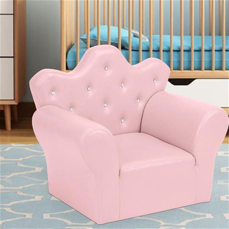 ALICIAN Children Sofa Solid Wood Composite Board Crown-Shape Single Sofa Pink