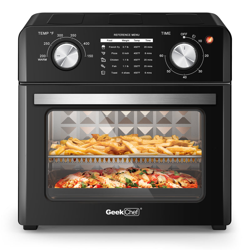 GEEK CHEF 1400W Air Fryer 10QT Large Capacity Oil-Free Stainless Steel 4 Slice Countertop Toaster Oven