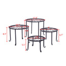 GAOMON 4pcs/set Shelf Black Paint Round Pattern Plant Stand Household Organizer Black
