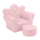 GAOMON Children Sofa Solid Wood Composite Board Crown-Shape Single Sofa Pink