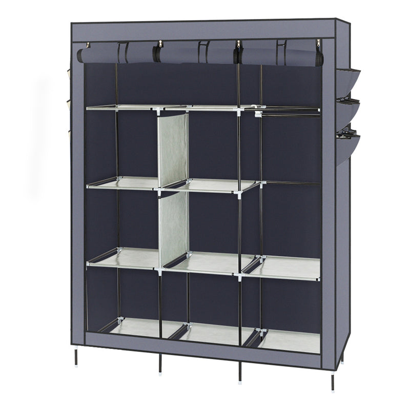 RONSHIN 69 Inches Assembled Cloth Wardrobe Non-woven Fabric High-Leg Storage Closet Clothes Organizer