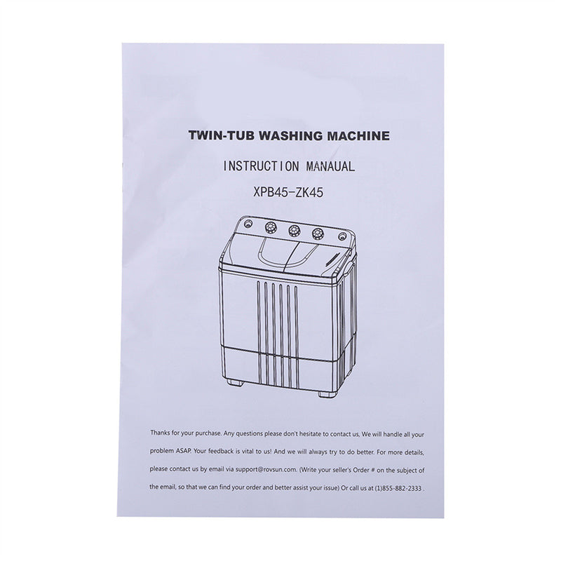 ZOKOP 16.5Lbs Semi-Automatic Washing Machine with Double Tub Grey