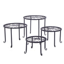 GAOMON 4pcs/set Shelf Black Paint Round Pattern Plant Stand Household Organizer Black