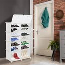 GAOMON 2 Rows 7-tier 14 Grids Shoe Rack Organizer 40x30cm Cube Shoe Cabinet 72x32x122cm White