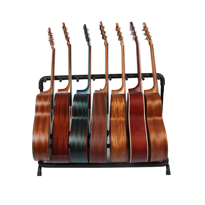 YIWA Multi Guitar Stand Rack Round Tube Shelf Type 7-Slot Display Holder