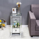 GAOMON Mini Cabinet Table with 3-drawers Nightstand Bedroom Silver