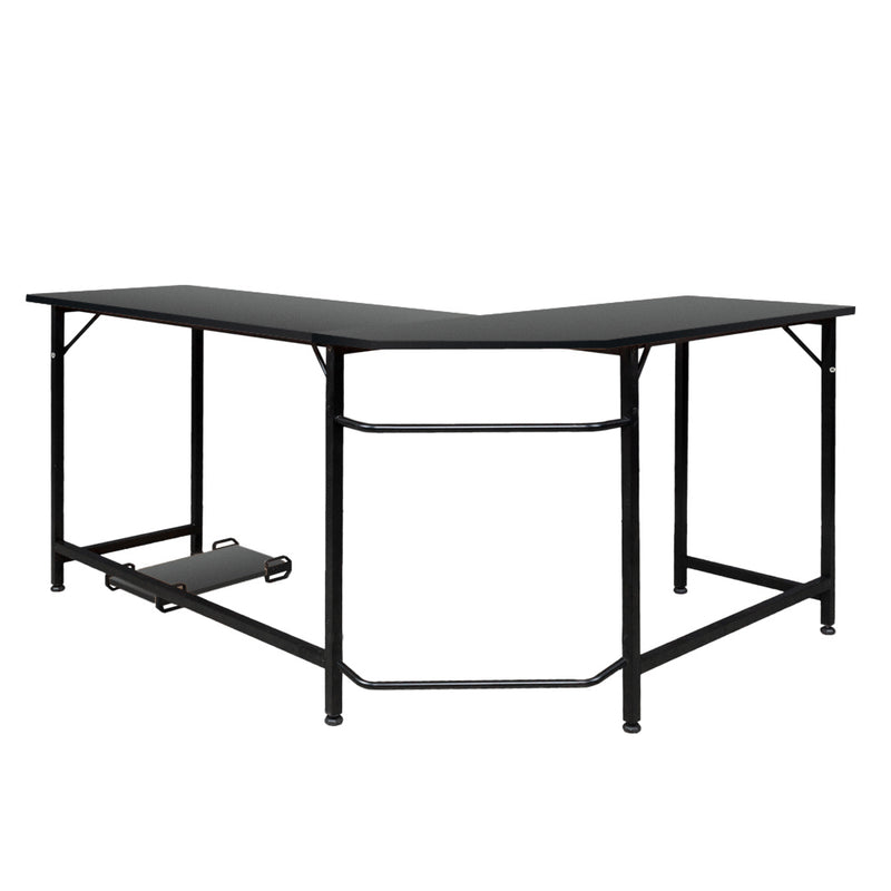 AMYOVE L-Shaped Office Desk Home Corner Gaming Desk Computer Table Black