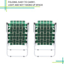 GAOMON 2pcs Beach Chair Steel Tube Bearing 120kg Folding Beach Chair Dark Green Stripes