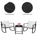 GAOMON 3pcs Single Rocking Chair Coffee Table Set Comfortable Weather-Resistant UV-Resistant