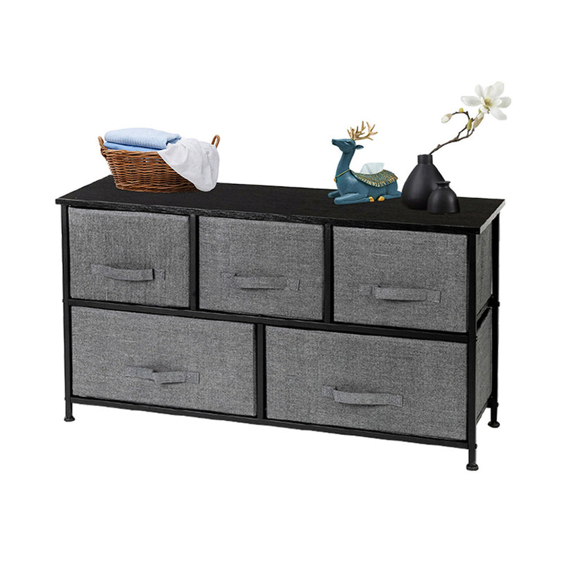 AMYOVE 2-layer Dresser 5-Drawer Storage Rack Household Organizer Furniture Dark Grey