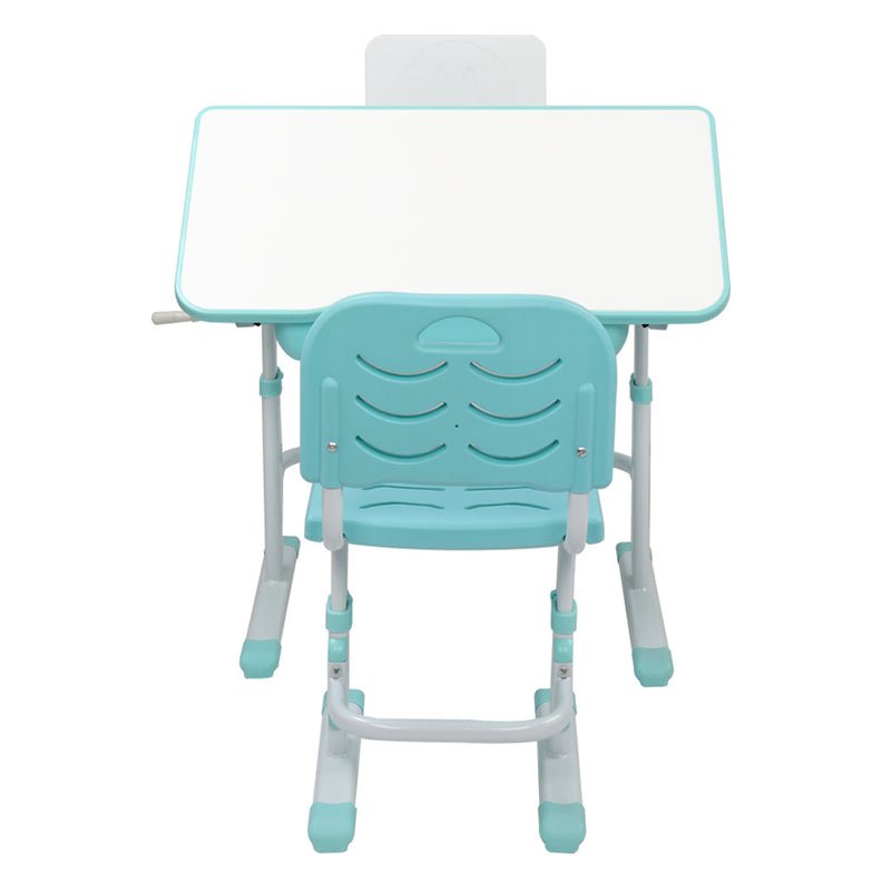 AMYOVE Kids Desk Chair Set 80cm Hand-operated Lifting Table Top Blue Green