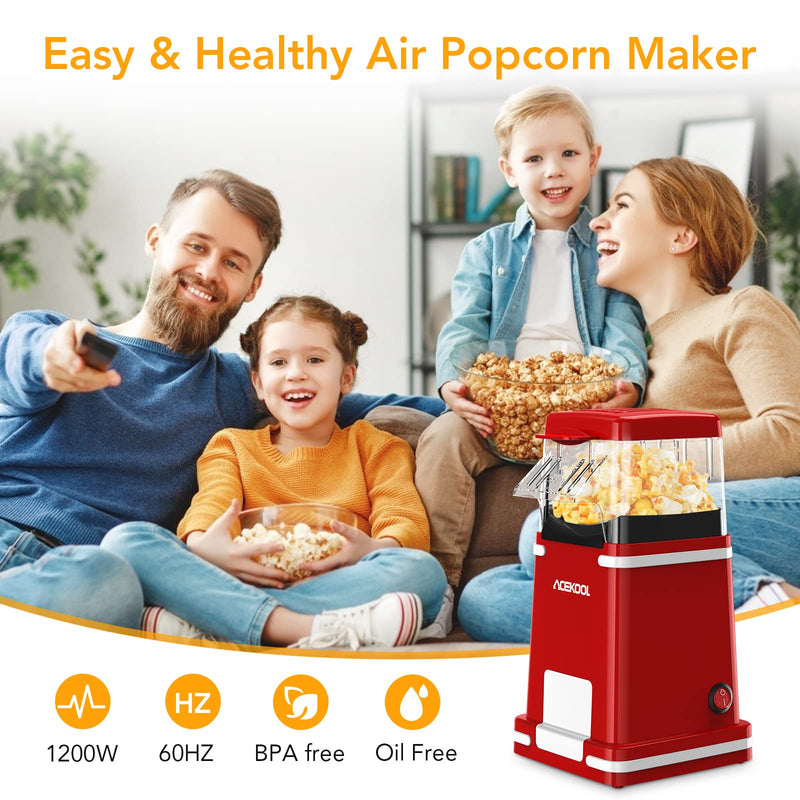  Mini Popcorn Maker, 1200W Fast Popcorn Making Machine, Hot Air Popcorn  Popper with Wide Mouth Design, Oil and BPA Free, for Small Home Party: Home  & Kitchen