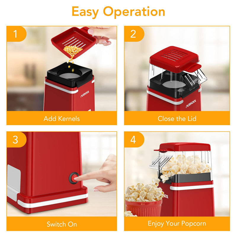 ACEKOOL Popcorn Maker PA1 No-Oil 2 Minutes Popcorn Machine