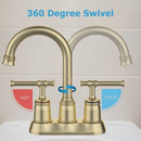 GAOMON Classical Bathroom Faucets for Sink 2 Holes 3 Holes Brushed Gold