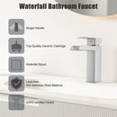 GAOMON Waterfull Single Handle Bathroom Faucet Brushed Nickel Short Handle Pull